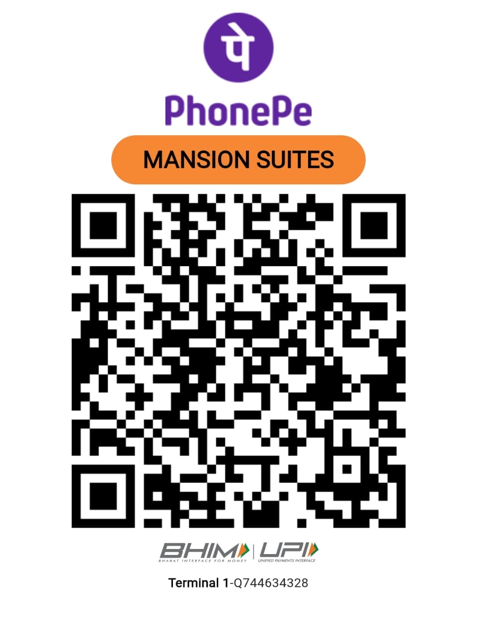 Mansion Suites PhonePe UPI QR code